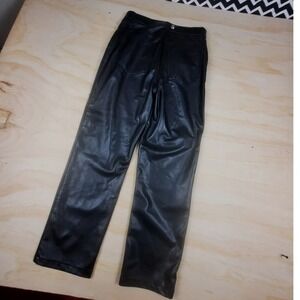 Abercrombie & Fitch The 90s Straight Ultra High Rise Vegan Leather Pants Black 8